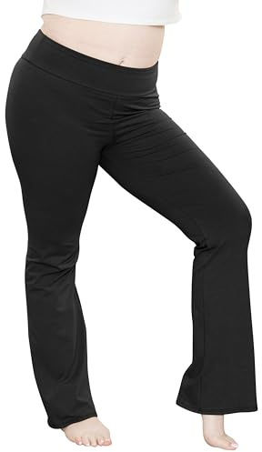Women's High Waist Cotton Bootcut Yoga Pants Black 2X