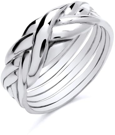925 Sterling Silver 6 Band Puzzle Ring size M N O P Q R S T U V - Men's or Ladies (T)
