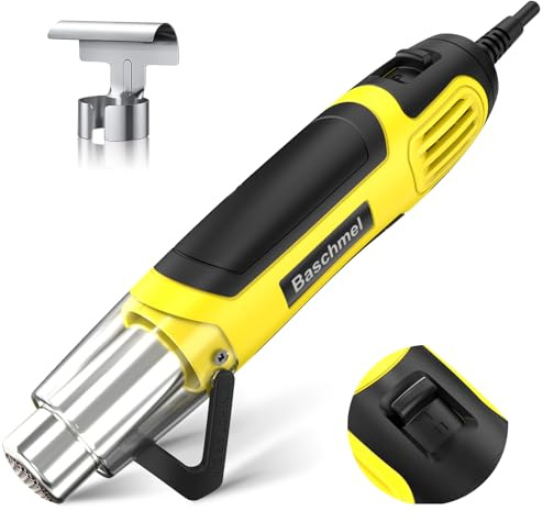 Baschmel Mini Heat Gun, 500W 2-Temp 662°F-932°F (350°C-500°C) Fast Heat Hot Air Gun with 5.9Ft Cord & Reflector Nozzle for Crafting, Vinyl Wrap, Embossing, Shrink Tubing/Wrapping, Epoxy Resin