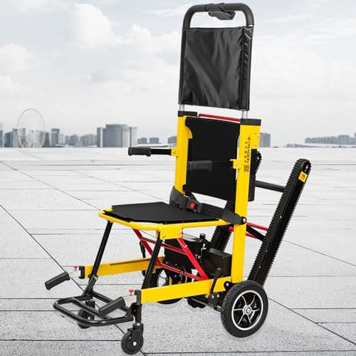 flatpincololee Elektrischer Elektrischer Treppensteiger Rollstuhl, Rahmen aus Aluminiumlegierung,Tragfähigkeit 363 lb, Klappbarer Transportstuhl,Für Pflege,Rettung,Mehrfamilienhäuser ohne Aufzug