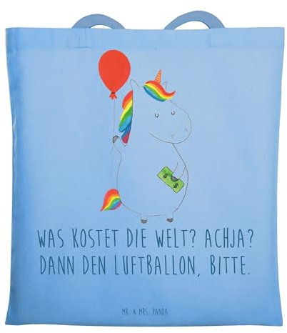 Mr. & Mrs. Panda Umhängetasche Einhorn Luftballon - Geschenk, Uni Tasche, Freude, Unicorn, totebag, Tote Bag, Shopper, Laptoptasche, Geld