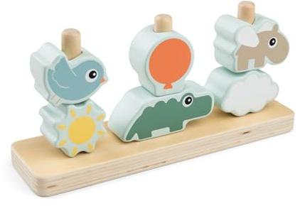 Done by Deer Montessori Spielzeug ab 1 Jahr - Motorikspielzeug, Steckspiel für Junge und Mädchen ab 12 Monate - Farbenfrohes Holzspielzeug für die Hand-Augen-Koordination - aus Holz
