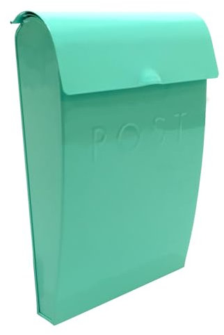 Wall Mounted Post Box | Glossy Finish Postbox | Galvanised Steel Outdoor Mailbox | Lockable Weatherproof Outside Postbox | Letterbox for Wall | M&W (Mint Green)