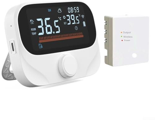 URPIZY Smart Radiator Thermostat WiFi Digital Room Thermostat Underfloor For Tuya App Programmable Smart Home RF hiveS thermostat For Gas Boiler/Water Heating,White(WiTH3)