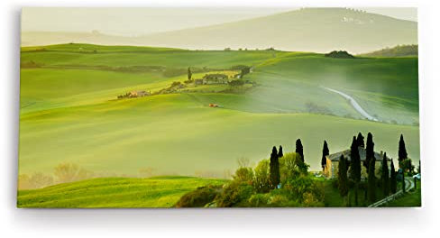 Paul Sinus Wandbild 120x60cm – Grüne Hügel der Toskana Leinwanddruck, Landschaft, Natur, Italien, Fotokunst