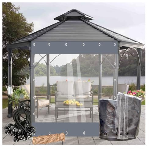 VXHCS Plastic Waterproof Tarpaulin Vinyl Clear Tarpaulin Curtains 450g/㎡ Plastic Tarpaulin Side Panels Insulated Door Curtain Garage Door Curtain(2.8x3m)