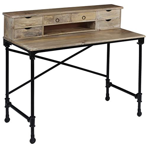 schminktisch ohne spiegel,schreibtisch klein,kleiner schreibtisch,Schreibtisch Mangoholz Massiv und Stahl 110 x 50 x 96 cmsekretär,secretary,sekretär schreibtisch,schreibtisch klappbar,