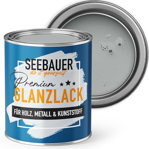 SEEBAUER diy Glanzlack Grau 375ml für Innen & Außen (No. 240 Graphite Grey) Möbelfarbe ohne Schleifen - Hybrid-Lack für Holz, Metall & Kunststoff - Holzlack, Möbellack hohe Deckkraft