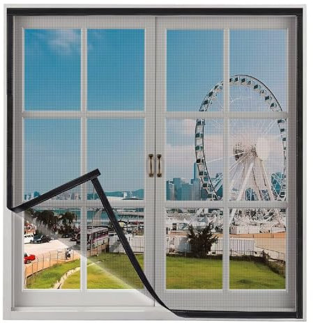 Finestra zanzariera 90x155cm Nero Zanzariera finestra da tetto zanzariera zanzariera senza foratura per porta balcone soggiorno