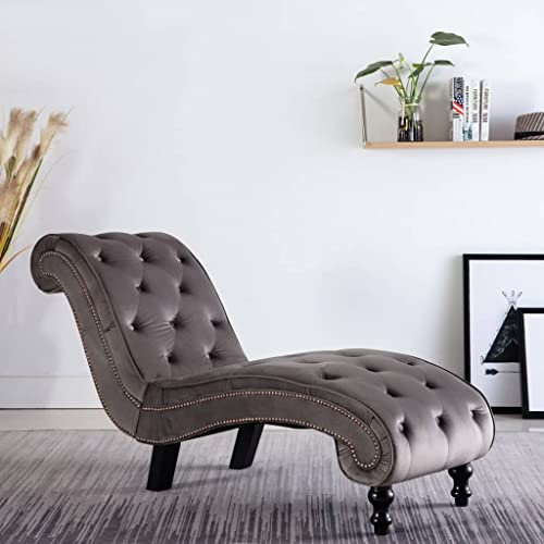 Hommdiy Chaiselongue Relaxliege Liegestuhl Relaxsessel Loungesessel Sesselliege Liegesessel Komfortliege Recamiere Lounge Wildleder-Optik Grau