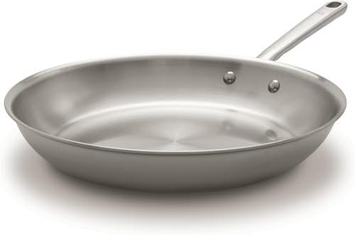 Atma la Bonne Poêle Inox Triple Couche - Poêle Induction 28cm avec Manche Riveté - Sans PFAS ni Revêtement Chimique - Compatible Tous Feux et Four - Fabriquée en France