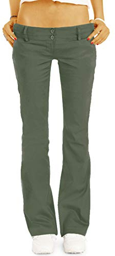 Generisch Chinos - Stoffhosen - Bootcut Hüfthosen mit Stretch, Damen - Chino_Italia - h17a-1 (DE/NL/SE/PL, Alphanumerisch, L, Regular, Regular, Khaki)