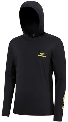Bassdash Herren UPF 50+ Kordelzug Angeln Hoodie Shirts UV-Sonnenschutz Langarm Outdoor Wandern Hooded T-Shirts FS33M