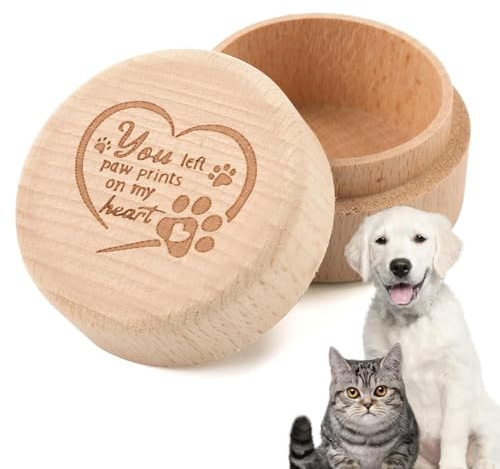 Boîte souvenir pour animal de compagnie – Porte-cendres pour poils de chien et chat | Étui à dents de chiot en bois gravé en résine en forme de cabine pour animaux de compagnie, boîte souvenir pour