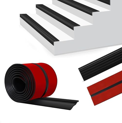 SDLDEER Stair Nosing Profile, Self-Adhesive, 5 m Stair Edges, Non-Slip Stair Nosing Protection, Non-Slip Stair Step for Outdoor and Indoor Use, Black