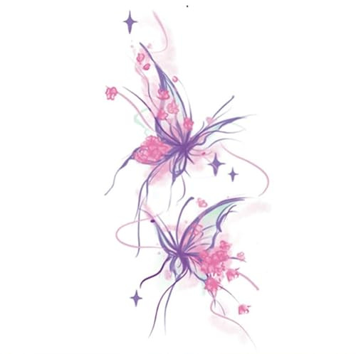 Temporary Tattoos For Adult 1 Pc Of Cherry Blossom And Butterfly Color Waterproof Female Long-Lasting Wrist Clavicle Painting Small Picture Large Picture Stickers Fake Tattoos