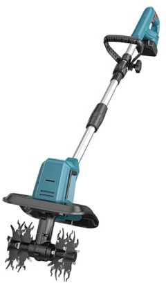 Motocoltivatore da Giardino, Motocoltivatore Elettrico da 270 Giri/min, Lunghezza del Corpo Regolabile, Batteria A Lunga Durata, Potente Coltivatore del Terreno per Prato