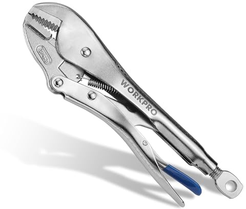 WORKPRO 10 Straight Jaw Locking Pliers, CR-MO Steel Construction with Perforated Screw, Multipurpose Clamping Tool for Automotive, Welding, and Home DIY