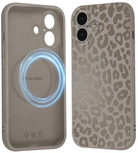 Saqmkil Handyhülle für iPhone 17 Hülle für Magsafe mit Leopard Muster | Aesthetic Braun Leo Motiv Mädchen Design Magnetische Case, Weich Flüssigem Silikon Stoßfeste Schutzhülle Cover 6,3