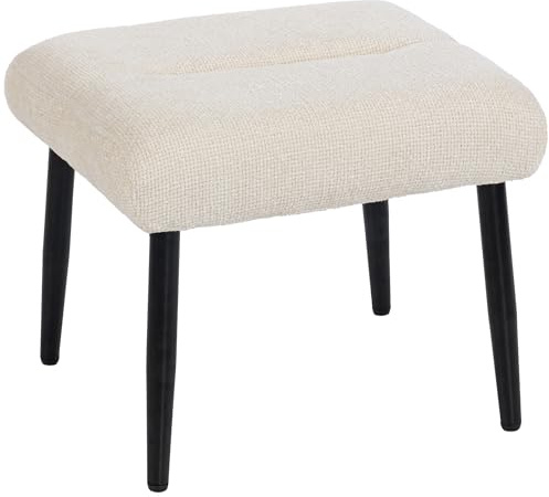 HOMCOM Sitzhocker Hocker mit Weichem Sitzkissen Stahlbeinen Cremeweiß