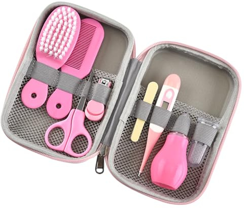 Generic Kit de Toilettage pour bébé, Ensemble de Soins Portable et Sûr pour nouveau-né, pour Garçons et Filles, Soins de santé en Crèche, en Plastique et en Métal (PINK)