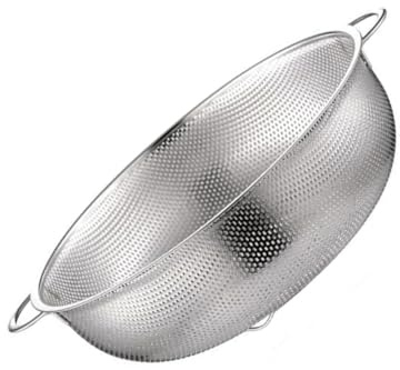 ARTIBETTER Cesta de Acero Inoxidable para Escurrir y Lavar Frutas y Verduras Cesta Multiusos Microperforaciones Doble Asa Diámetro Exterior 195 CM Adecuado para Cocina y Almacenamiento