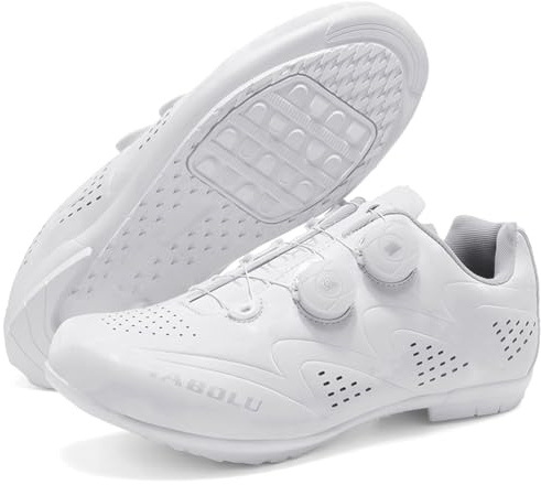 PENXZT Halkfria cykelskor för män och kvinnor, landsvägs- och mountainbikeskor med gummisula,White,37 EU