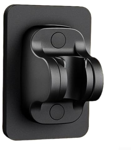 ZAMETTER Support de pommeau de douche réglable à ventouse sans perçage avec rotation à 120 degrés et réglage de la hauteur Matériau ABS solide en argent, noir, gris ou blanc, compatible avec M (F-Noir