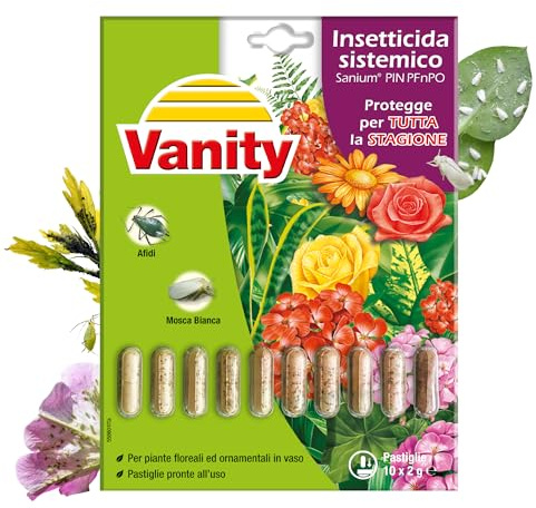 Vanity Sanium Pin, Insetticida Sistemico in Pillole. Elimina Afidi e Mosca Bianca. Nutre e Protegge 10 pin