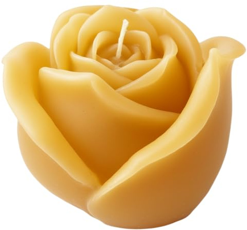 Cereria Di Giorgio - Vela con forma de capullo de rosa - Color mostaza - Diámetro 8 cm altura 8 cm - con bolsa regalo - Made in Italy