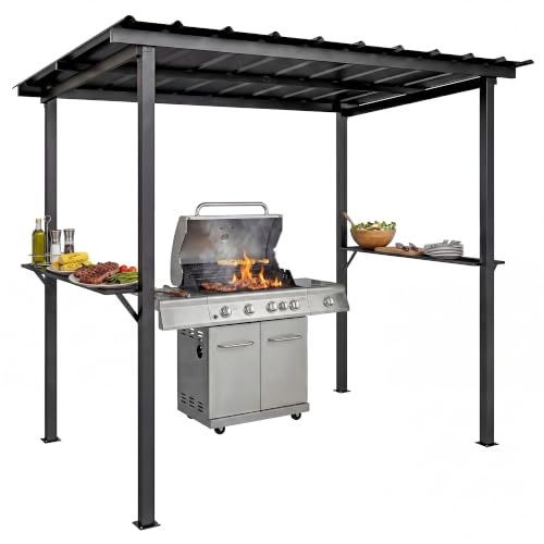 Outsunny Abri pour Barbecue Toit Métal Galvanisé 271 x 182 x 229 cm Noir | Tonnelle de Jardin, Idéal pour Jardin Terrasse et Patio