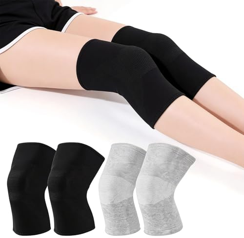 Vordpe 2 pares de rodilleras para hombre y mujer, de bambú, rodilleras, para artrosis, transpirables, rodilleras elásticas, para correr, deportes, baloncesto (XL)