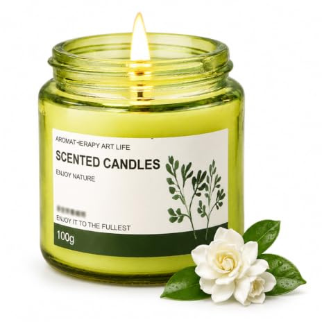 1 Vela Aromática de Cera de Soja y Parafina con Aroma a Gardenia, para Crear Ambiente Relajante y Eliminar Olores en Dormitorio, Salón o Sala de Té