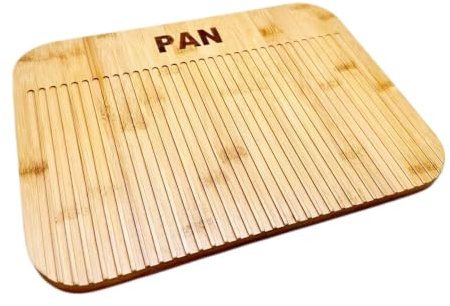 Tabla de Cortar Pan de bambú para Cocina Con Ranulas recogemigas, Robusta y resistente 32x24x1,8 cm
