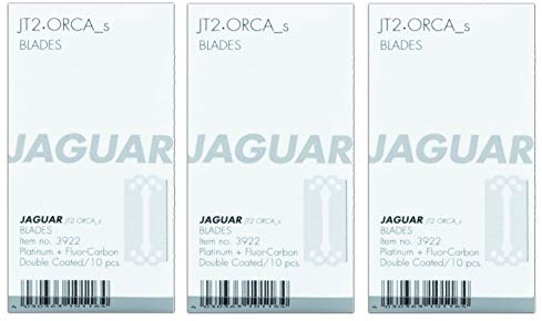 Jaguar 3er Set Rasiermesser Klingen JT2 und Orca S kurz 10er Pack = 30 Stück (Metall, Legierter Stahl, Messing, Klassisch, Unisex-Erwachsene, Manuelle Rasierer-Fans, Einsteiger im manuellen Rasieren)
