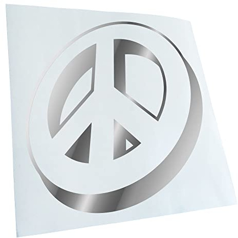 Kiwistar - Autoaufkleber - Chrom - 10x10cm Peacezeichen - Friedenszeichen - Heckscheibe Auto Aufkleber wetterfest für Kfz LKW Mofa Truck - Sticker außen selbstklebend Tuning Zubehör für Fenster