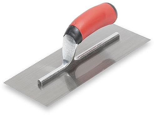 MARSHALLTOWN QLT 1/16x 1/16x 1/16 Flat-V Notched Trowel, 11x4.5 Inch Spot Welded Tiling Trowel, NT700