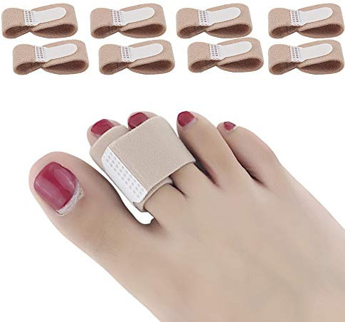 DYKOOK Broken Toe Wraps, 8 Pcs/Pack M Size Fabric Toe Splint Toe Cushioned Bandages Finger Protectors Straightener Hammer Toe Separators