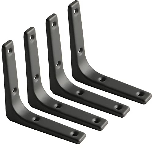 SAYAYO Regalwinkel Schwerlast 4 Stück Regalhalterung Schwarz 100x100 | Winkel Regal Regalhalter Metall Wandmontage Regalträger für Küchenregal, Dekoregal, Eckregal, Hölzern Möbel