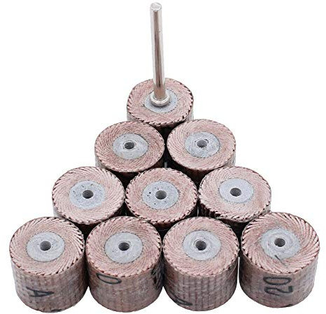 10Pcs 12mm Fächerschleifer Schmirgelpapier Schleifen Schleifpapier Lamellenschleifrad Rad Lamellenschleifer Schleifköpfe für Dremel Werkzeug 120# Grit 3mm Schaft