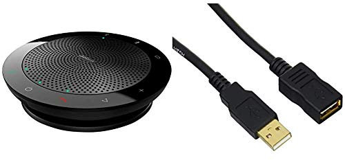 Jabra Speak 510 Speaker Phone - Microsoft Certified Portable Conference Speaker with Bluetooth Adapter and USB & Amazon Basics USB 2.0 A-Male to A-Female Extension Cable (2 m / 6.5 Feet)