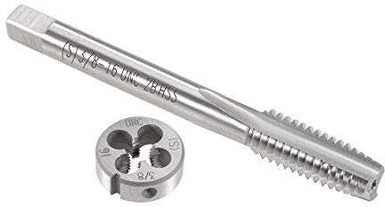 sourcing map 3/20.3 cm-16 UNC Gewindeschneider-Set, HSS Maschinengewindebohrer mit runder Gewindeschneider, Rechtshänder