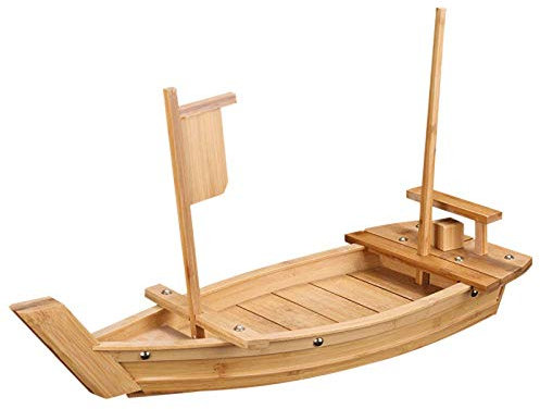 WINAKUI Bandeja de madera para servir barco de sushi, plato de sushi de 28 pulgadas para restaurante u hogar, bandeja de sushi de gran tamaño para servir platos de barco para restaurante (71 cm)