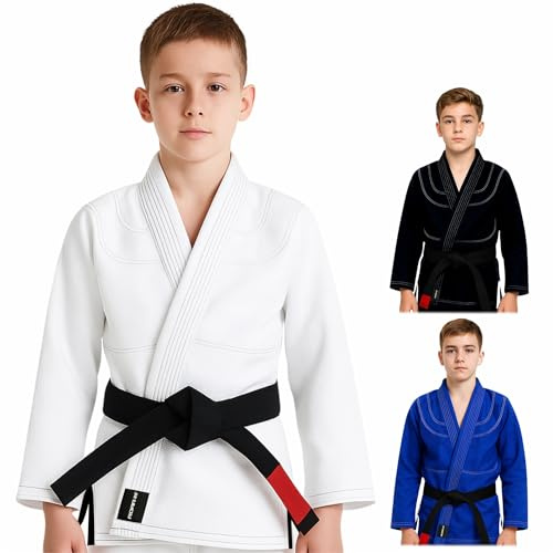 ROAR-INT Kids Jiu Jitsu Gi IBJJF Children’s Brazilian Jiu Jitsu Gi Uniform Kimono BJJ (Only Jacket) (White, C3)