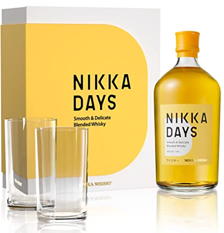NIKKA - Days Coffret Whisky, 2 verres, Blended Whisky Japonais - Notes Fruitées & de Malt - Origine : Japon - 40% Alcool - 70 cl