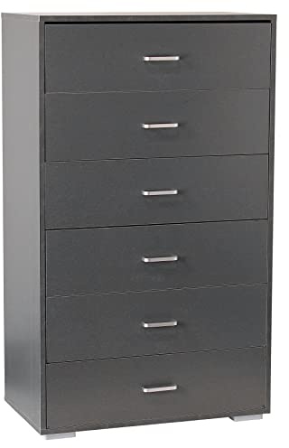 Totò Piccinni Cassettiera in Legno 6 Cassetti comò design moderno ideale per camera e soggiorno (Grigio Sabbia)