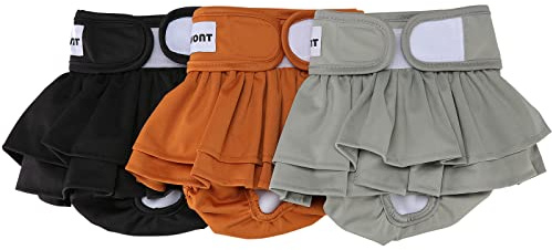 Avont 3 Piezas Pañales Lavables para Perras, Dog Diapers Tipo Faldas Bragas Reutilizables y Ajustables para Perro Hembra en Celo -S 20-34 CM