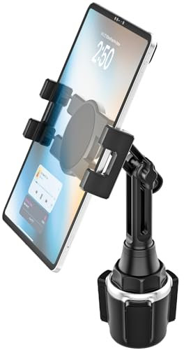 Phichy Becherhalter Auto Tablet Halterung für 4,7-13 Zoll iPad Geräte, Verstellbar KFZ Getränkehalter Tablethalterungen Auto für iPad Pro/Air/Mini, Smartphone, Galaxy Tab, Fire HD, Surface Go, iPhone
