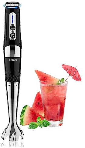Cordless Immersion Blender: Cordless Hand Blender USB Rechargeable, 21-Speed & 3-Angle Adjustable with 304 Stainless Steel Blades, Chopper, Beaker, Puree,Baby Food (Black)