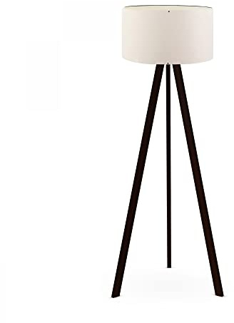 Lámpara de pie trípode oscuro con pantalla 100% mdf, crema, colección Tanganica, 21x38x140, casquillo E27 Max 60 W